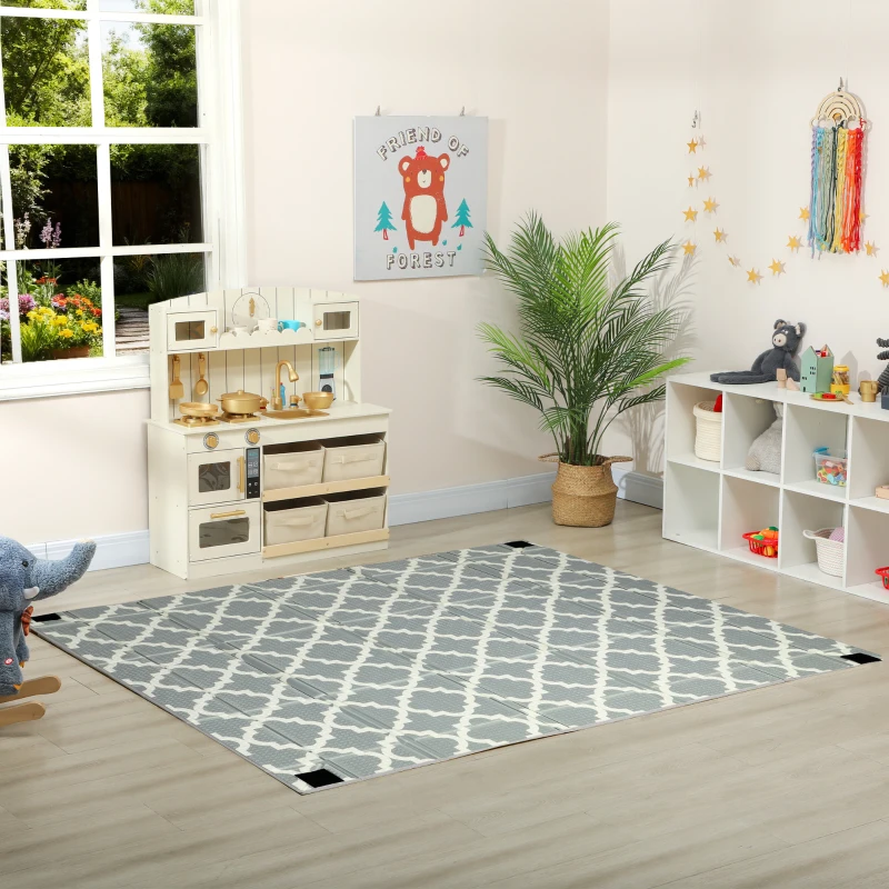AIYAPLAY Alfombra Bebé Acolchada Plegable Reversible 202x180,5x1 cm Laterales Abatibles Impermeable Multicolor