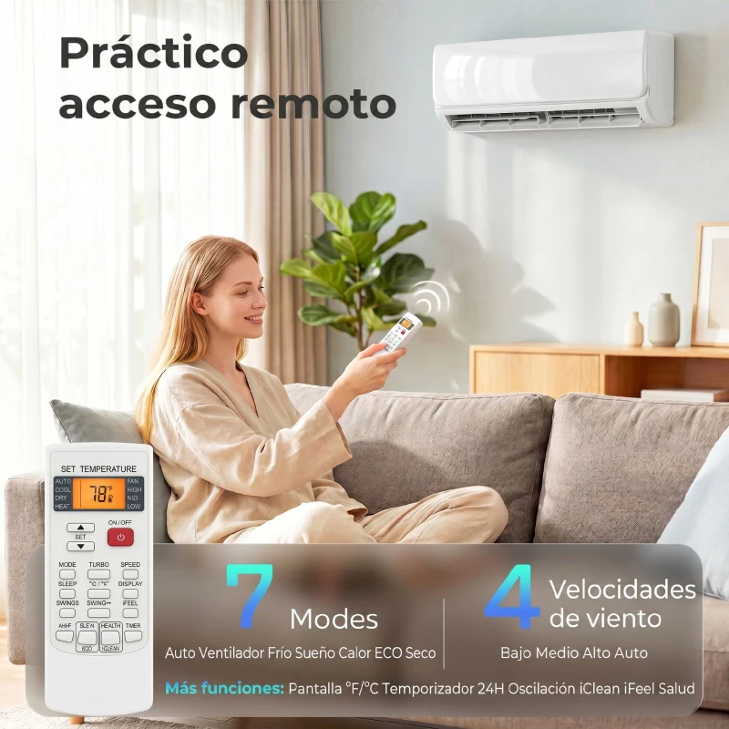 HOMCOM Aire Acondicionado Split Inverter 12000 BTU con Bomba de Calor WiFi y Control por Voz para 18 m² con Kit de Instalación