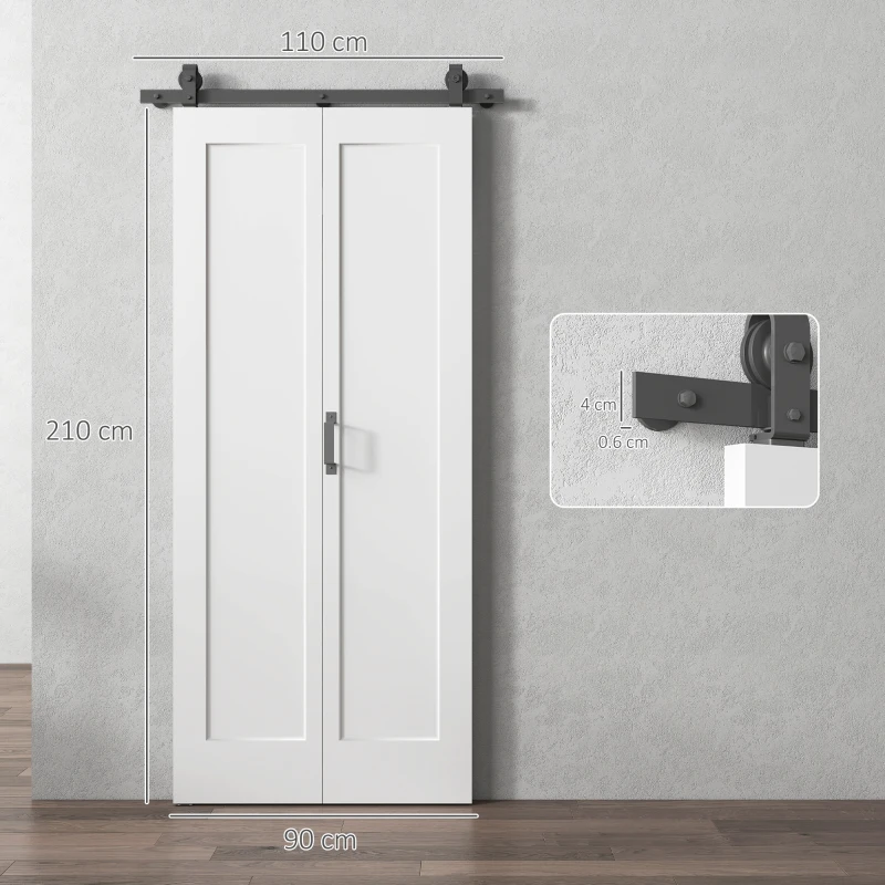 HOMCOM Ușă Glisantă Pliabilă Tip Carte cu Suprafață Vopsibilă, 90x210 cm, Albă