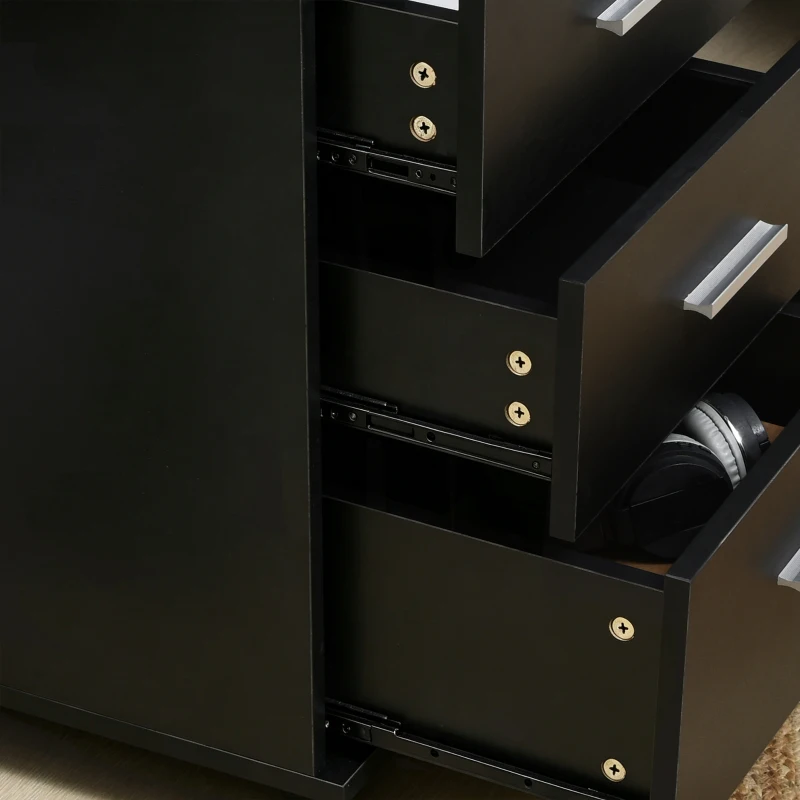 Vinsetto Bloco de Gavetas para Escritório Móvel de Arquivos com 3 Gavetas e Fechadura para Secretária Casa 40x40x61,5 cm Preto