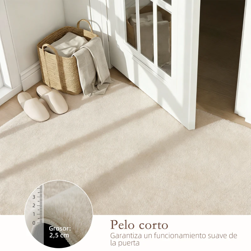 HOMCOM Alfombra Salón 160x230 cm Lavable en Lavadora Pelo Largo Estilo Moderno Tapete para Sala de Estar Dormitorio Crema