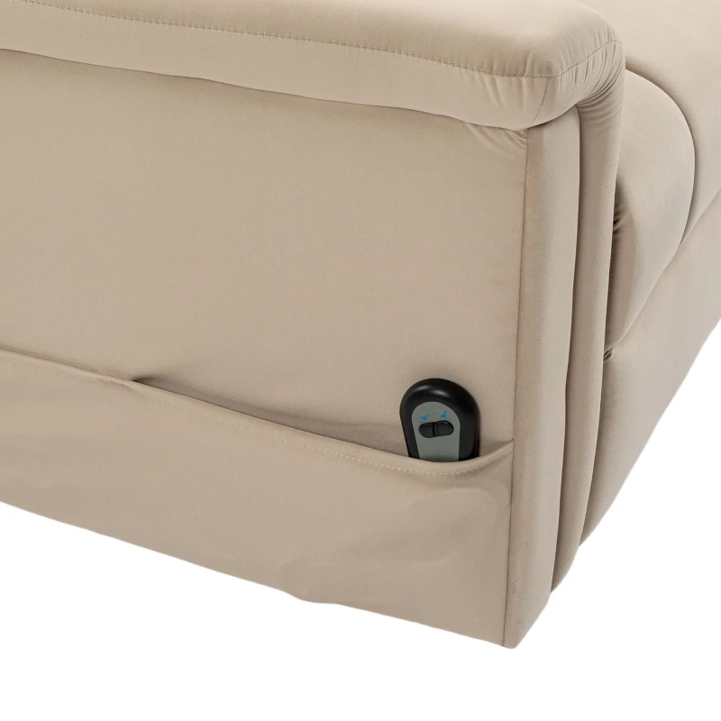 HOMCOM Sillón Elevador Eléctrico, Sillón Relax Eléctrico en Terciopelo con Respaldo Reclinable, Mando a Distancia, Marrón