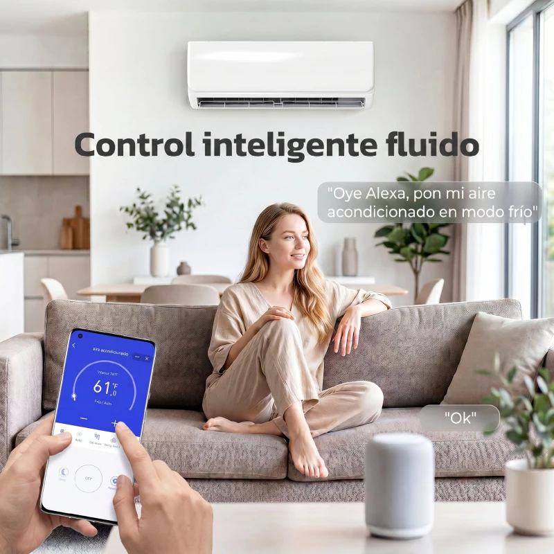 HOMCOM Aire Acondicionado Split Inverter 12000 BTU con Bomba de Calor WiFi y Control por Voz para 18 m² con Kit de Instalación