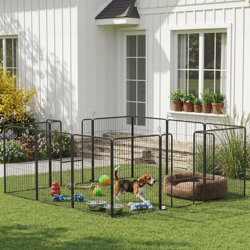 PawHut 12 Panels Heavy Duty Puppy Playpen, for Small Dogs, Indoor and Outdoor Use - Silver
