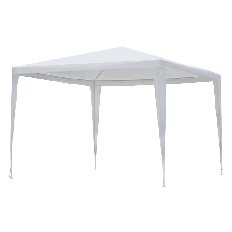 Outsunny Carpa Desmontable 3x3x2,45m Pabellón de Jardín de Tubo de Acero Anti-UV Pérgola Cenador para Terraza Patio Playa Blanco