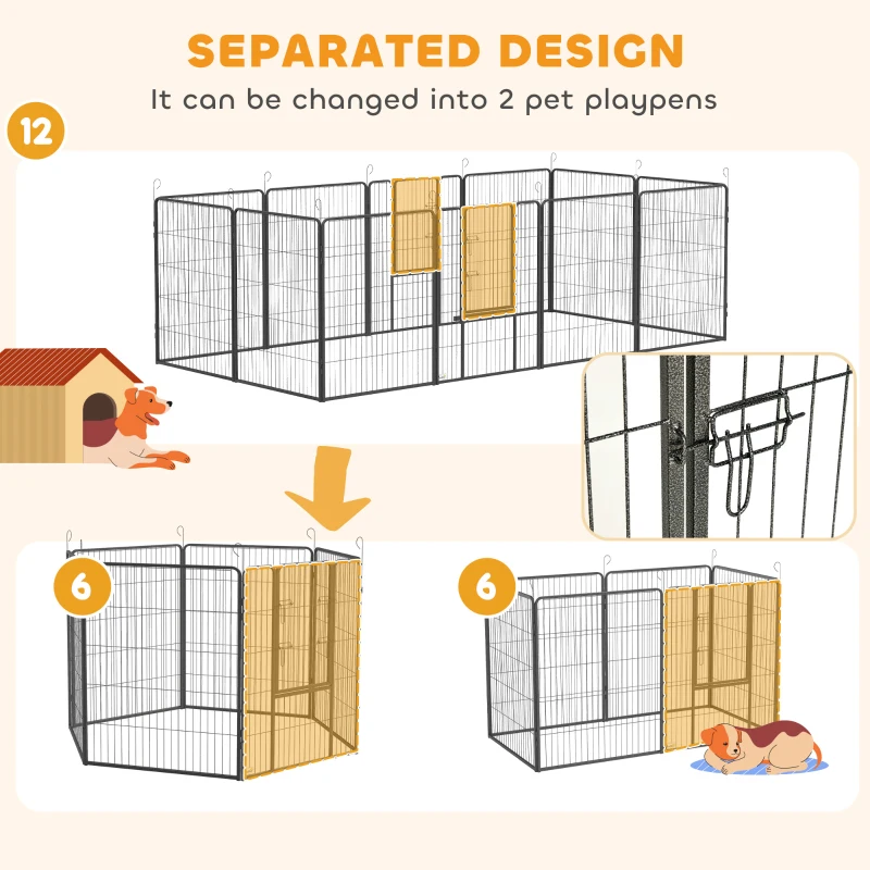PawHut 12 Panels Heavy Duty Puppy Playpen, for Small Dogs, Indoor and Outdoor Use - Silver
