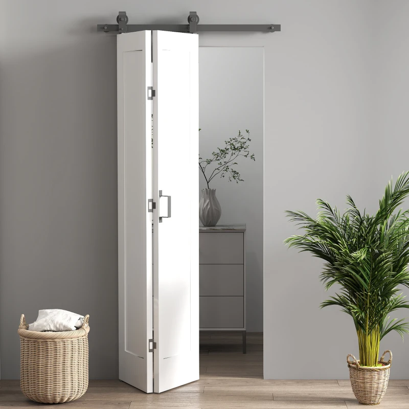 HOMCOM Ușă Glisantă Pliabilă Tip Carte cu Suprafață Vopsibilă, 90x210 cm, Albă
