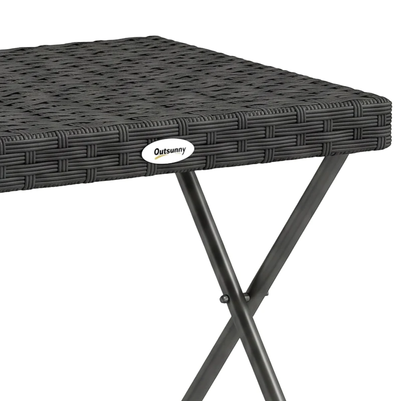 Outsunny Table basse pliable de jardin style cosy chic dim. 40L x 40l x 40H cm acier résine tressée noir