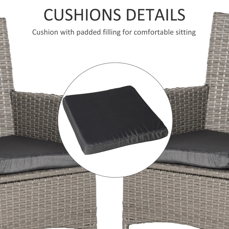Outsunny Set of Four Rattan Armchairs, with Cushions - Grey