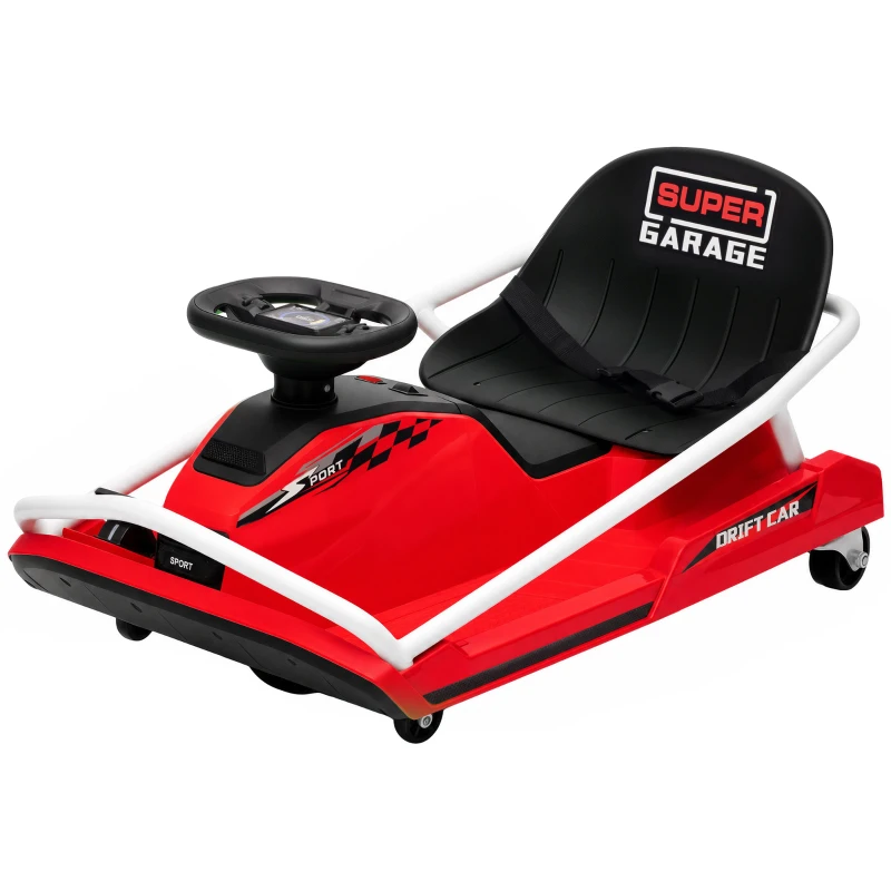 AIYAPLAY 24V Electric Go Kart for Kids with Drift Mode, 300W Brushless Motor, Soft Start and Dual Speed for Ages 6-10, Red