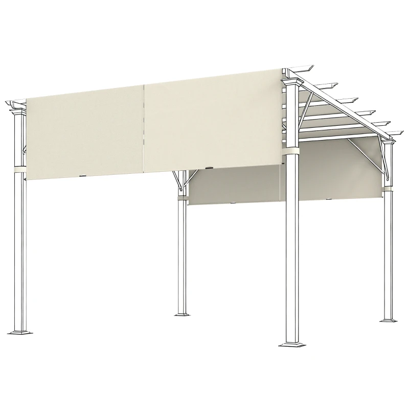 Outsunny Husă pentru Foișor Pergolă 3x3 m din Poliester cu Buzunare și Curele, 488x122 cm, Crem Alb