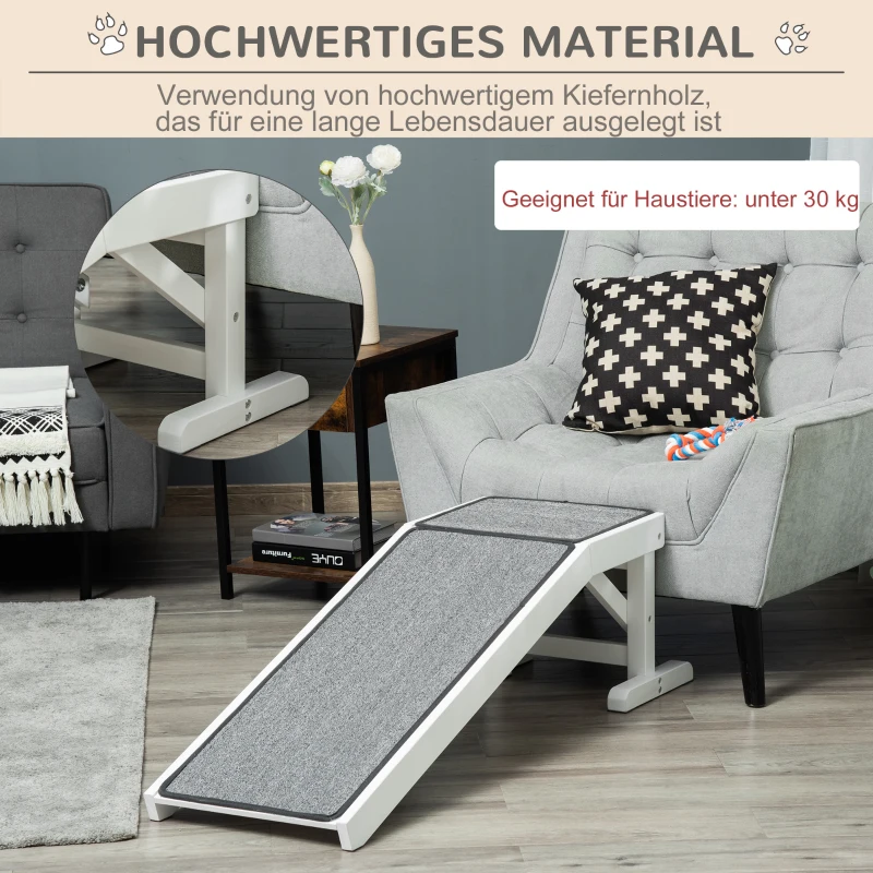 PawHut oprit voor huisdieren met antislip tapijt 125 cm x 40 cm x 35,5 cm