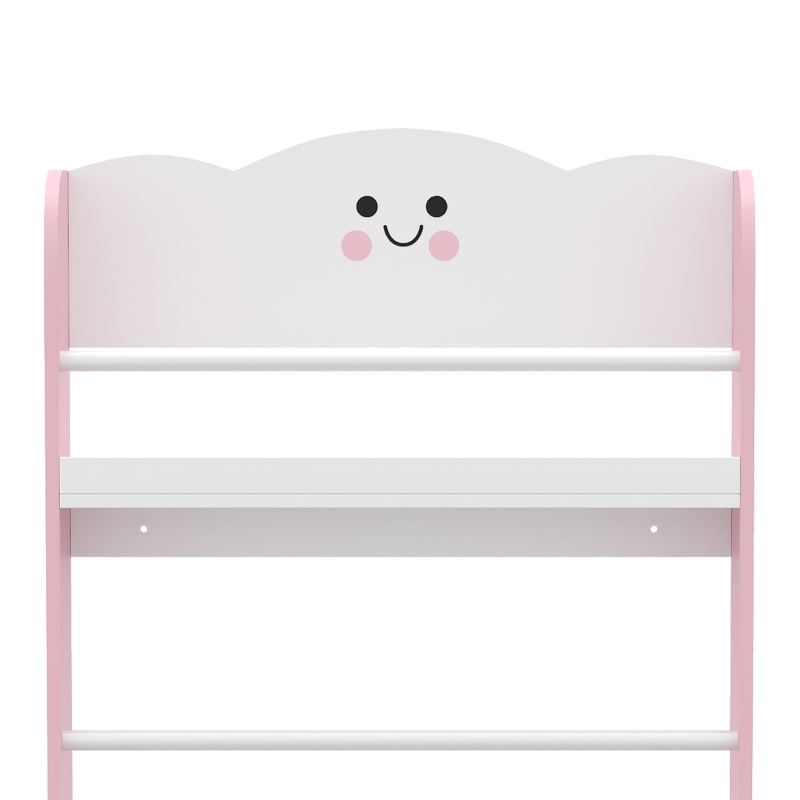 AIYAPLAY 4 Tier Kids Bookshelf, Children Bookcase with Anti-Tip Kit, Toddler Space-Saving Bookcase for Kids Room, Playroom, Pink