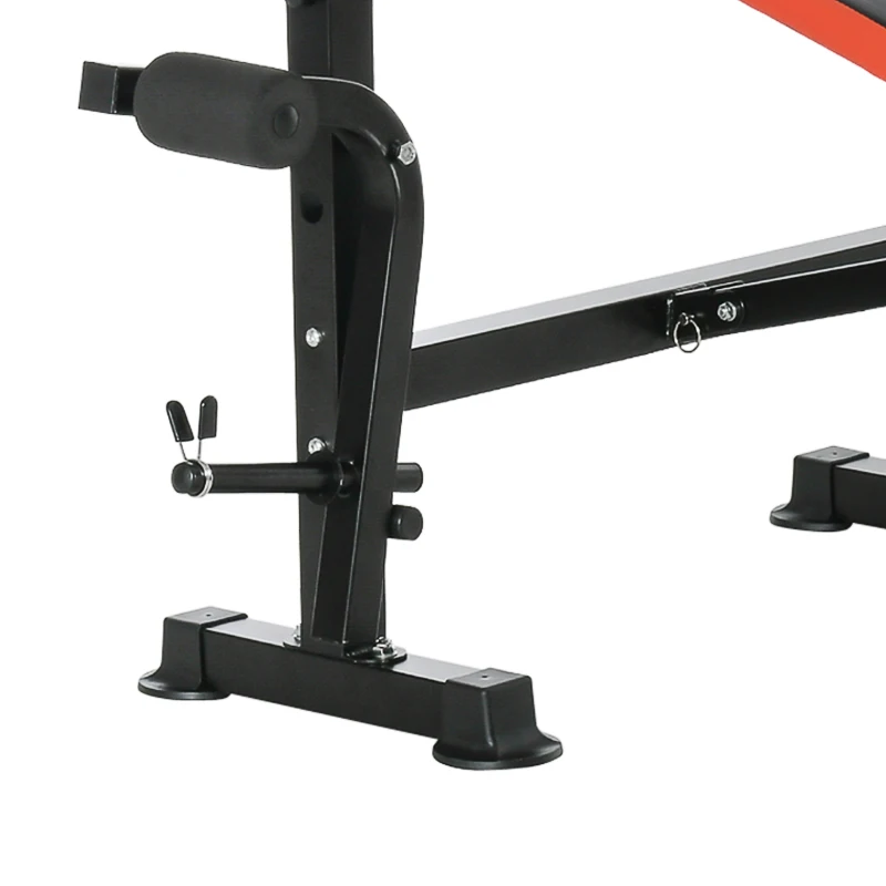 HOMCOM Hantelbank zonder Gewichten, Verstelbare Fitnessbank voor Tal van Oefeningen, Workout-Station, Staal, Kunststof, Zwart+Rood