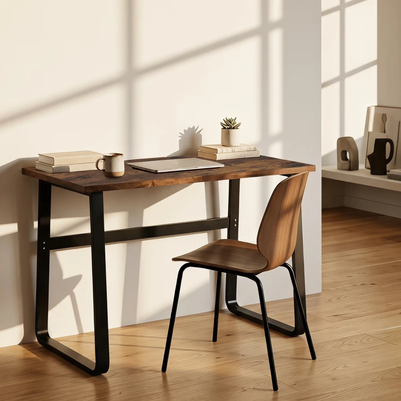 HOMCOM Industrial Writing Desk With Metal Legs, 100 x 58 x 74.5cm, Rustic Brown and Black