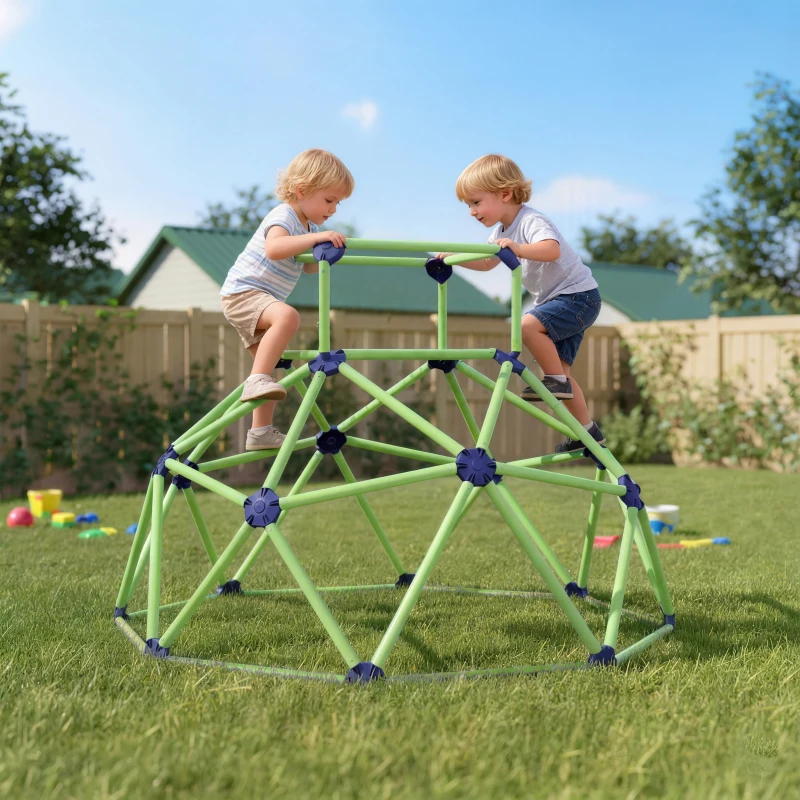 AIYAPLAY Gioco Arrampicata Bambini 3-8 Anni a Cupola con Bordi Smussati, in PP, 182.5x182.5x119 cm, Verde e Viola