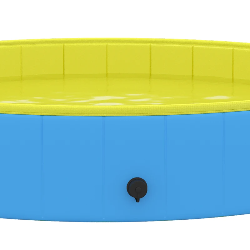 PawHut Foldable Dog Pool for Puppies and Ducks Dog Paddling Pool Bath Tub, Blue, 160 x 30cm