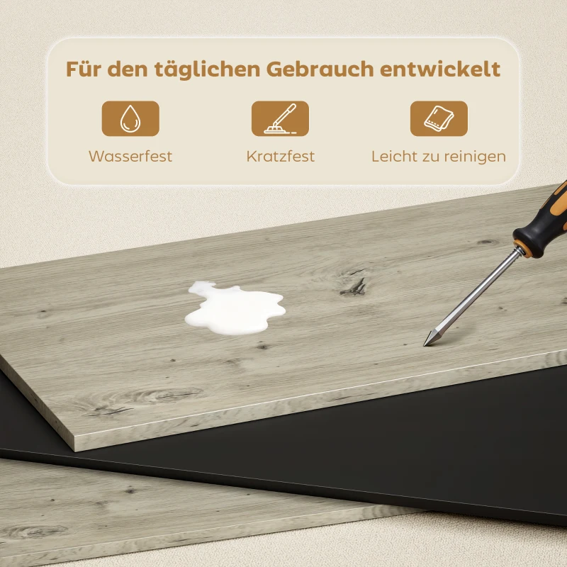 HOMCOM Industrieller Sekretär-Schreibtisch mit Regalen und Metallrahmen 100 cm Naturholz und Schwarz
