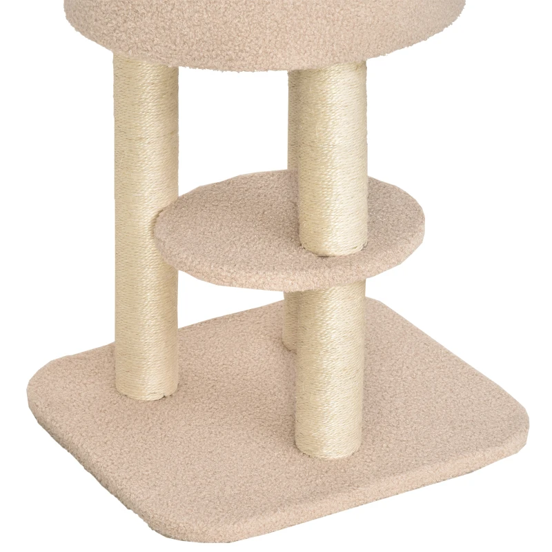 PawHut Kratzbaum 148 cm hoch Katzenbaum mit Höhle, 4 Spielzeuge, Sisalstämme, große Plattform, mehrstöckig für Katzen bis 5 kg