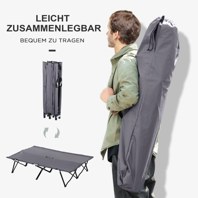 Outsunny Camping Ligbed voor 2 Personen, 193L x 125B x 40H cm, Grijs
