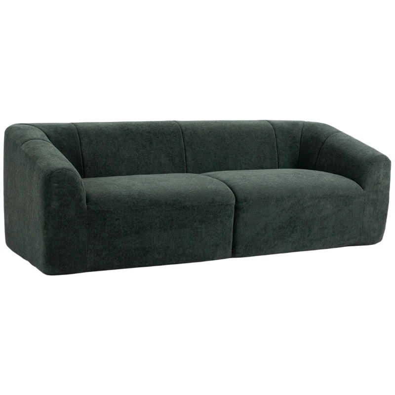 HOMCOM 3-Sitzer Sofa ohne Rahmen mit breiter Sitzfläche, dicker Polsterung, in Chenille, Dunkelgrün