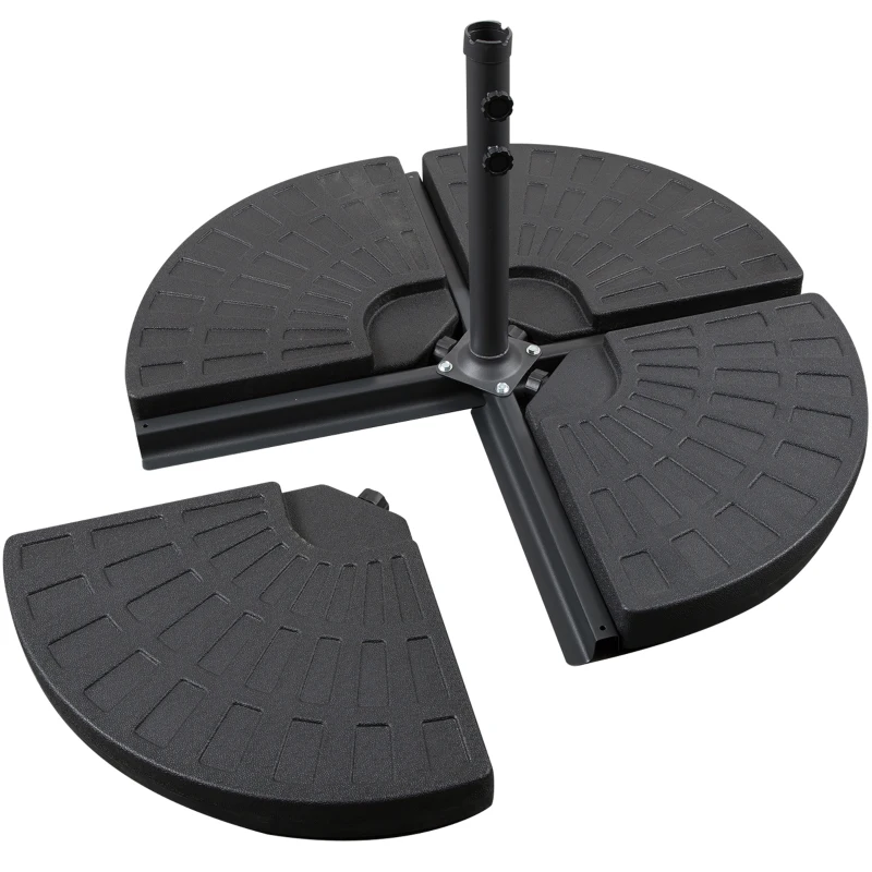 Outsunny parasoolvoet, parasoolvoet, 4 delen, vullbaar, voor 52 kg water of 68 kg zand, 48 x 48 x 8 cm