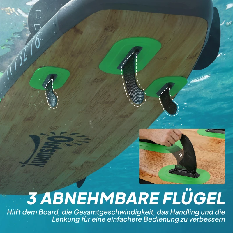 Outsunny Stand Up Paddling Board Set Aufblasbar 335cm SUP Board mit Kajak Sitz, Verstellbares Doppel-Paddel Fußschlaufe
