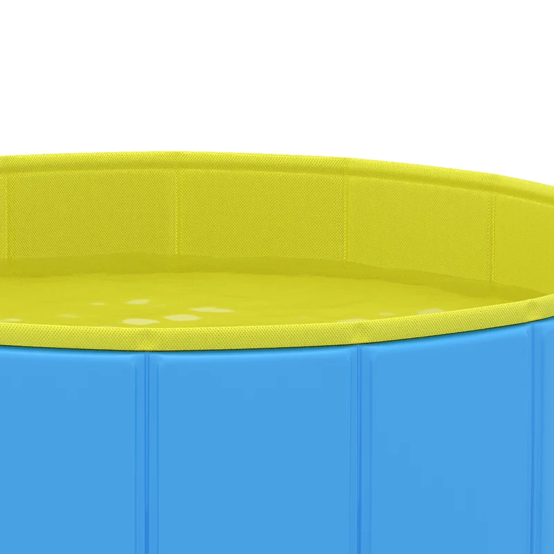 PawHut Foldable Dog Pool for Puppies and Ducks Dog Paddling Pool Bath Tub, Blue, 100 x 30 cm