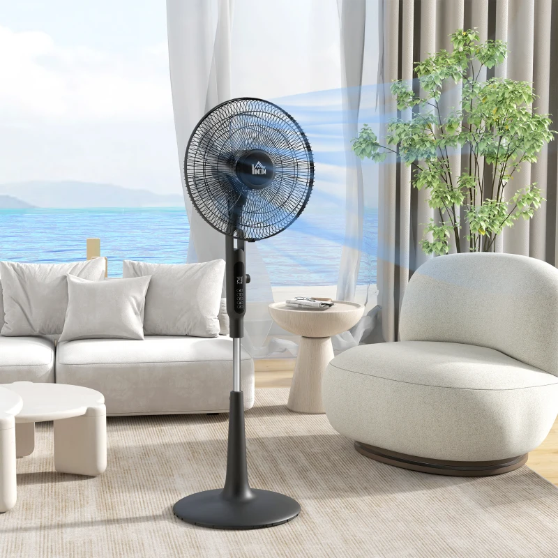 HOMCOM Staande ventilator stil met afstandsbediening, 3 modi, 28 snelheden, muggenwering & zwenkfunctie, Zwart