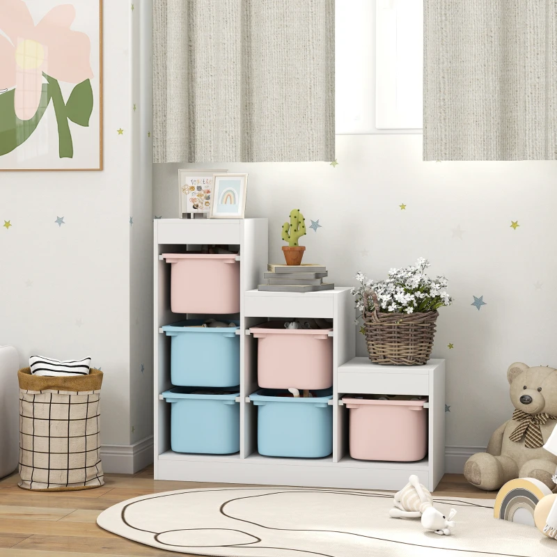 AIYAPLAY Toy Storage Organiser, Three-Layer Kids Toy Storage Units, with Removable Bins, for Ages 3-8 Years, Multi-colour
