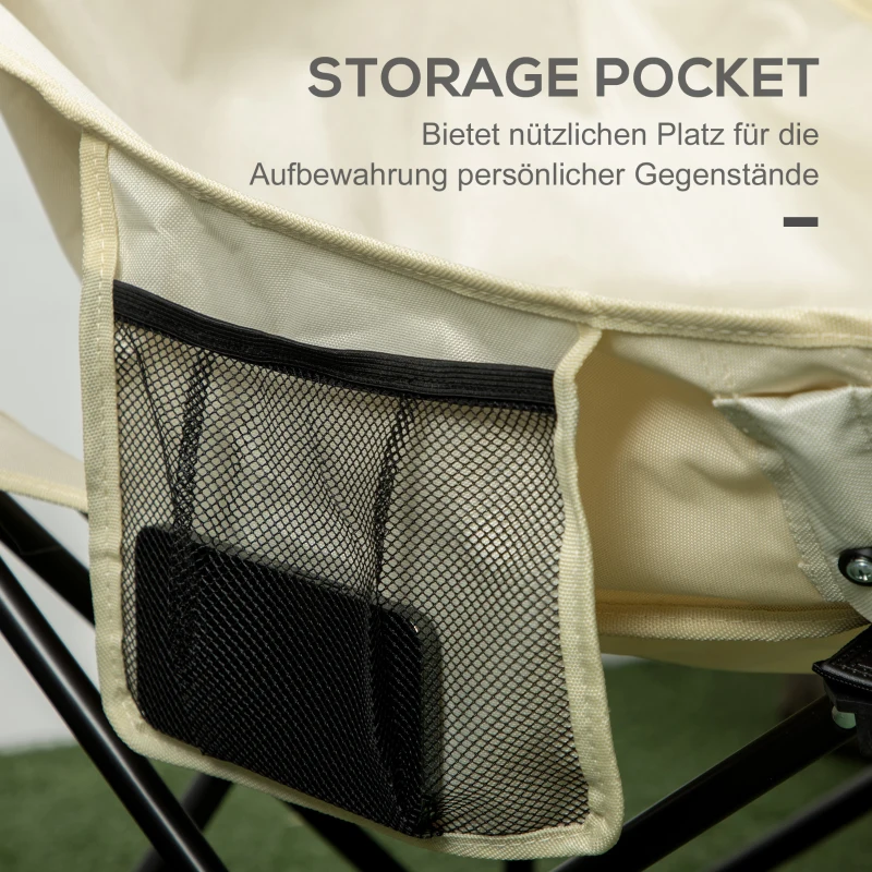 Outsunny Campingstoel, opvouwbaar, stalen frame, stofzitting, draagtas, Wit