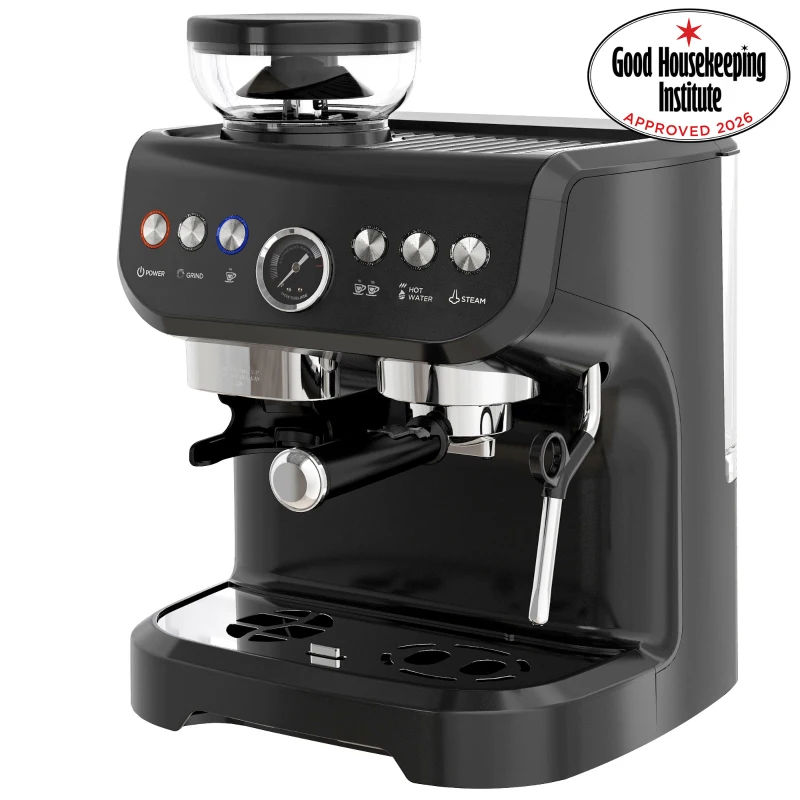 HOMCOM 15 Bar Coffee Machine, with Adjustable Grind, Steamer and Accessories - Black