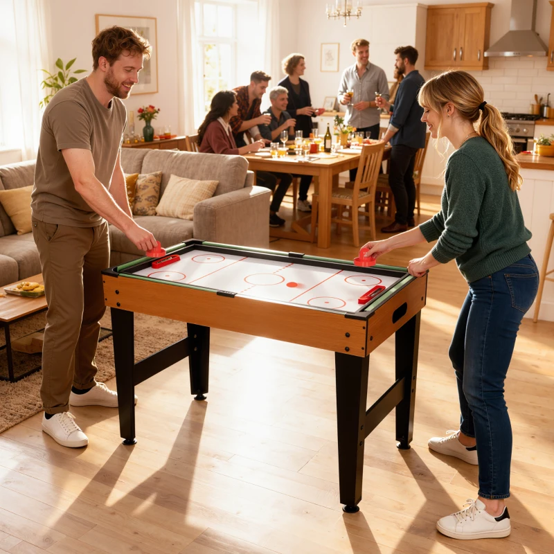 SPORTNOW 5-in-1 Multispiel-Tisch, 53 Zubehör-Teile, Tischfußball, Tischhockey , Tischtennis, Billard, Basketball, Walnuss