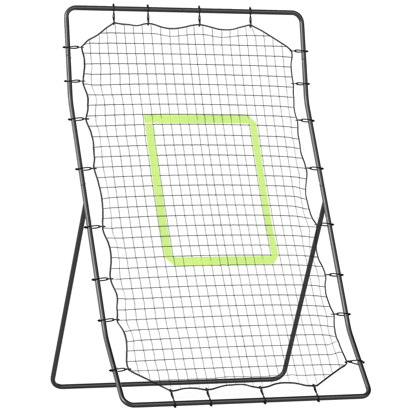 HOMCOM Baseball-Rückprallnetz, wetterbeständig, Metallrahmen, grüne Trefferzone, 174H x 123B x 90T cm