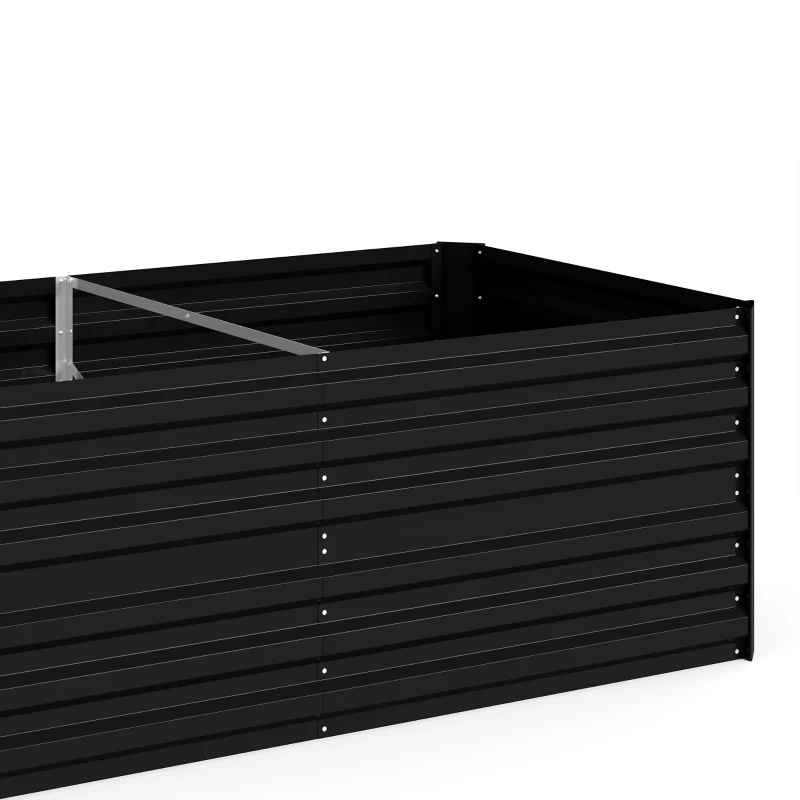Outsunny Raised Beds for Garden, Galvanised Steel Outdoor Planters with Multi-reinforced Rods, 180 x 90 x 59 cm, Black