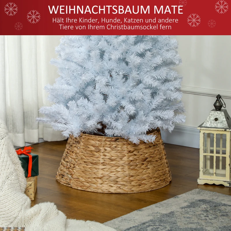 HOMCOM Kerstboomstandaardbekleding, Rustiek, Vlechtpatroon, Waterhyacint, Metalen Versteviging