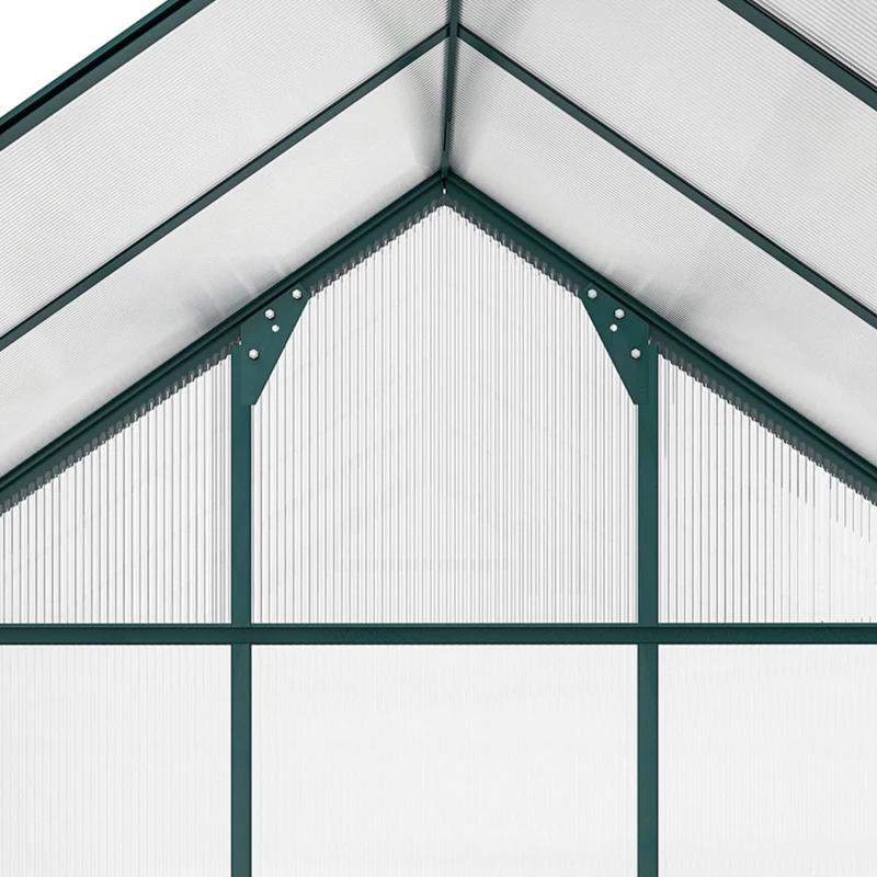 Outsunny kas met polycarbonaat behuizing en dakklep, 190x 252 x 201 cm(m-12)