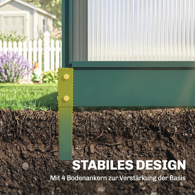 Outsunny kas met polycarbonaat behuizing en dakklep, 190x 252 x 201 cm(m-6)