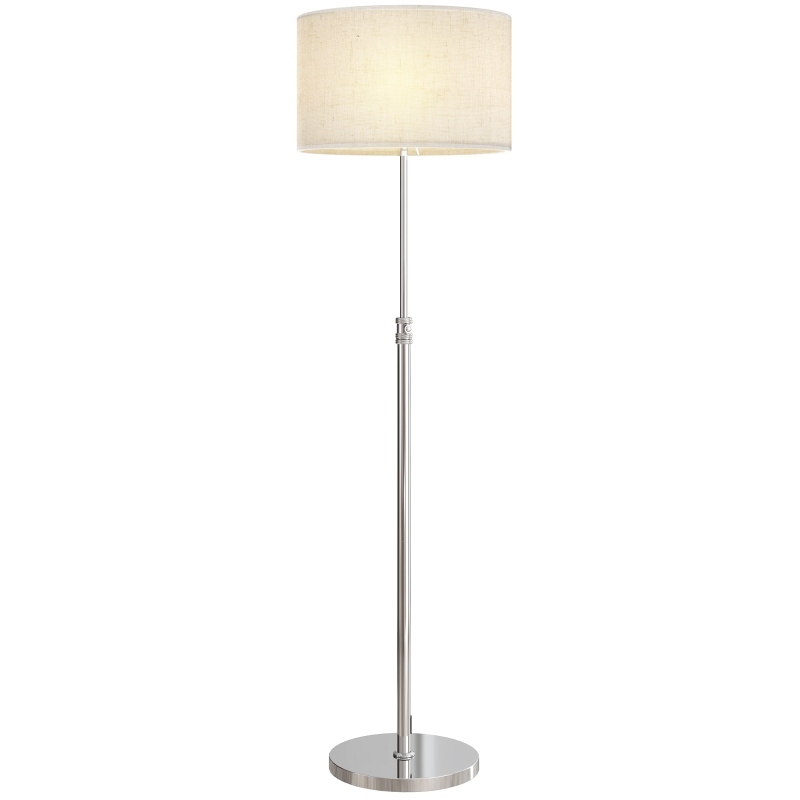 HOMCOM Staande Lamp met Afstandsbediening, Hoogte Verstelbaar, Stoffen Kap, Metalen Standaard, Aanpasbare Helderheid, Voetschakelaar, Beige