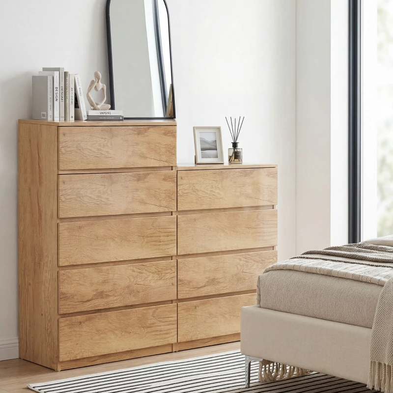 HOMCOM Cómoda 4 Cajones para Dormitorio Moderna Diseño sin Tiradores para Comedor Entrada 60x40x80 cm Madera Natural