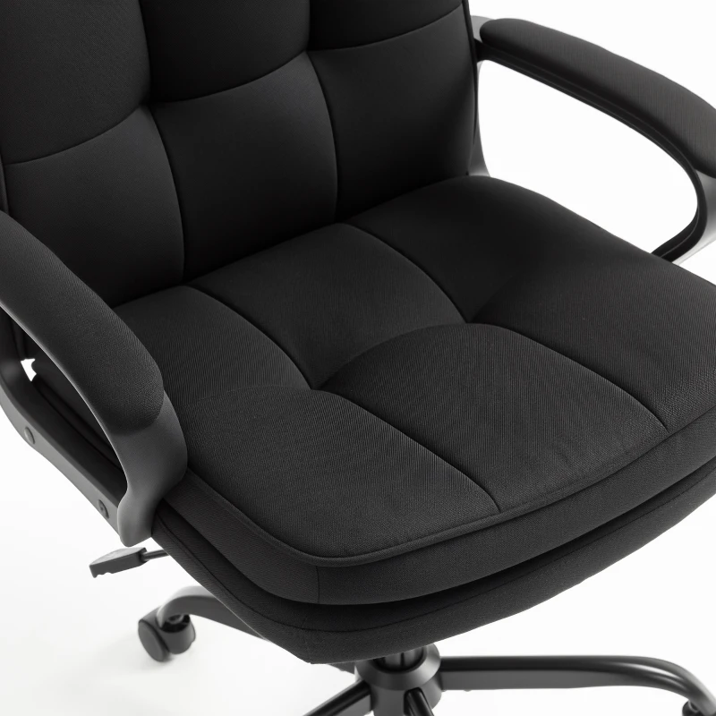 HOMCOM Double Padded Linen-Look Office Chair - Black