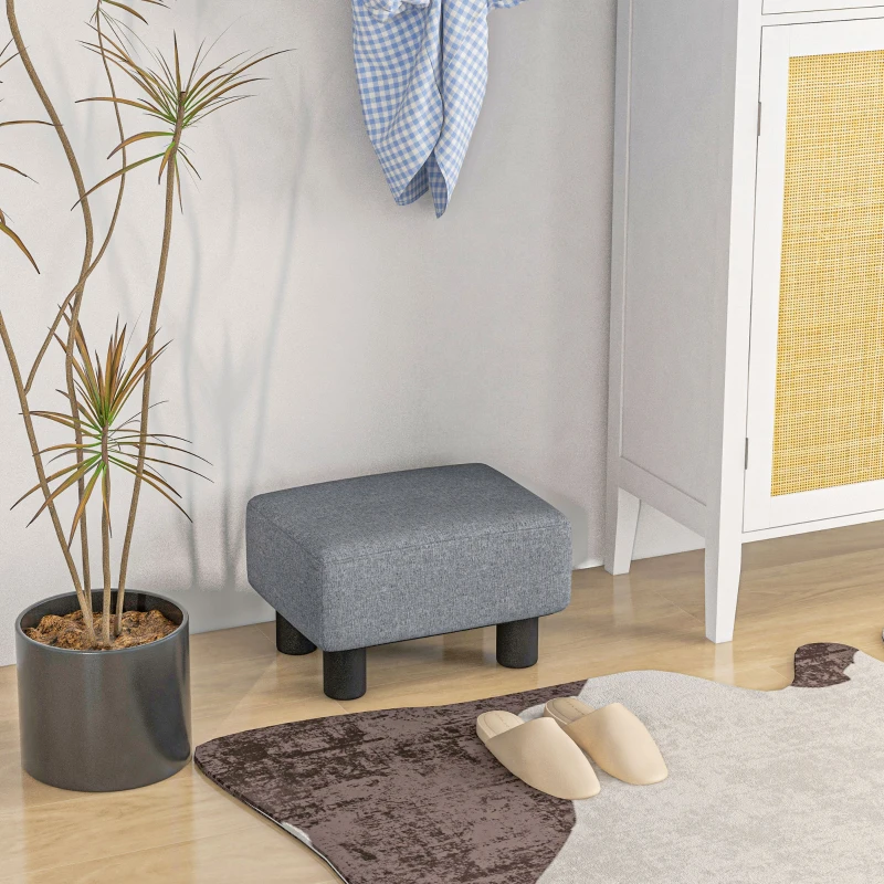 HOMCOM Apoio para os Pés de Sala de Estar Banco Retangular com Estrutura de Madeira para Sala de Estar 40x30x24 cm Cinzento