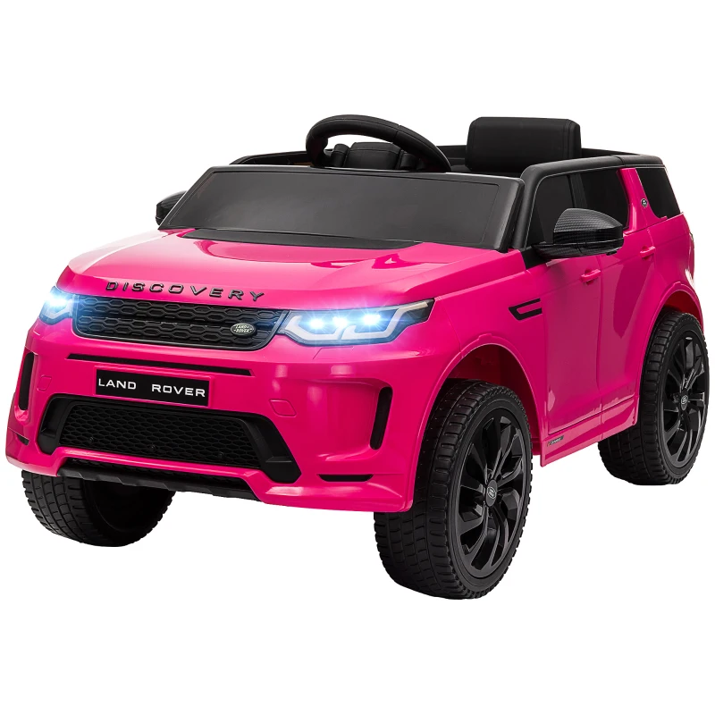 AIYAPLAY Mașină Electrică Copii cu Licență Land Rover Discovery, cu Faruri, Claxon și Centură, din Plastic și Metal, 106x65,5x51 cm, Roz