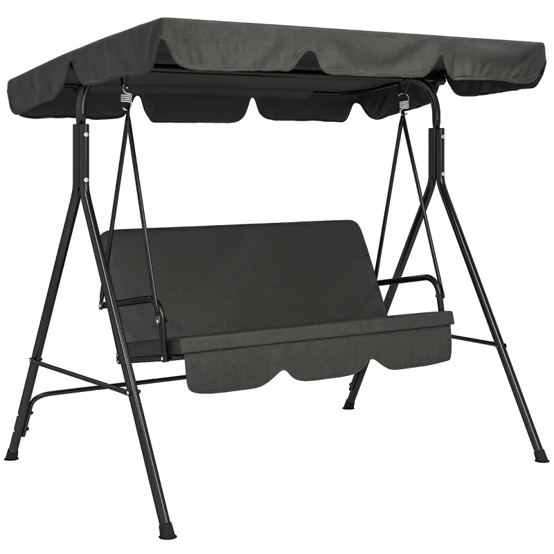 Outsunny Balancín de Jardín con Techo Ajustable en Ángulo Carga Máx. 200 kg Acero 172x110x153 cm Negro