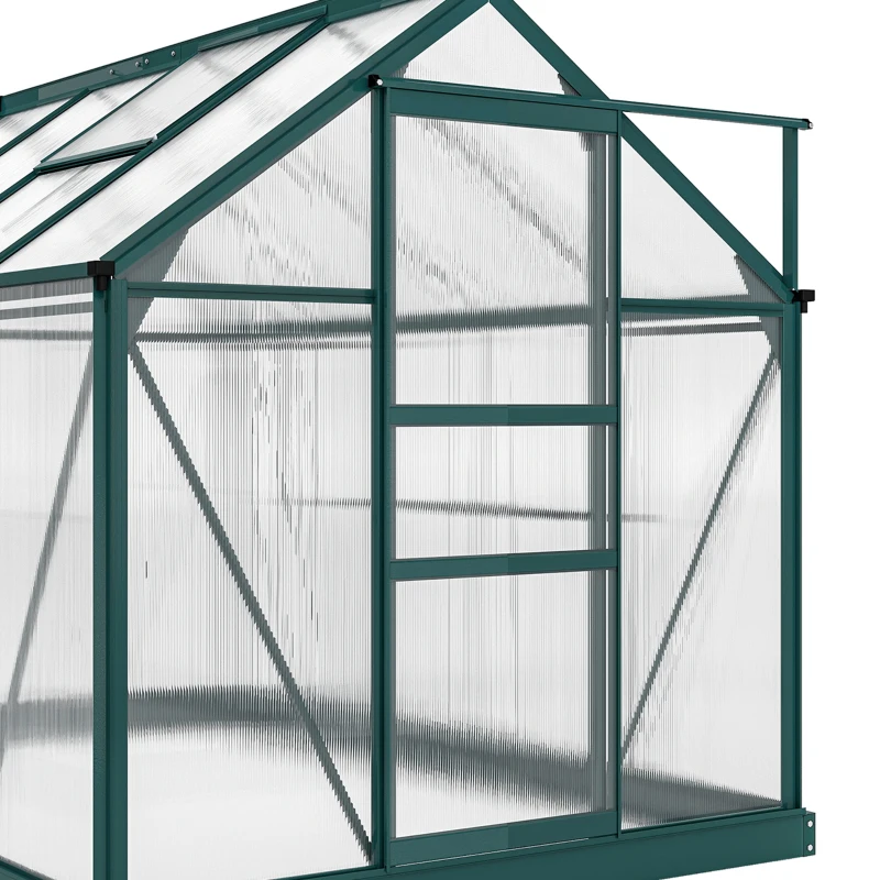 Outsunny kas met polycarbonaat behuizing en dakklep, 190x 252 x 201 cm(m-13)