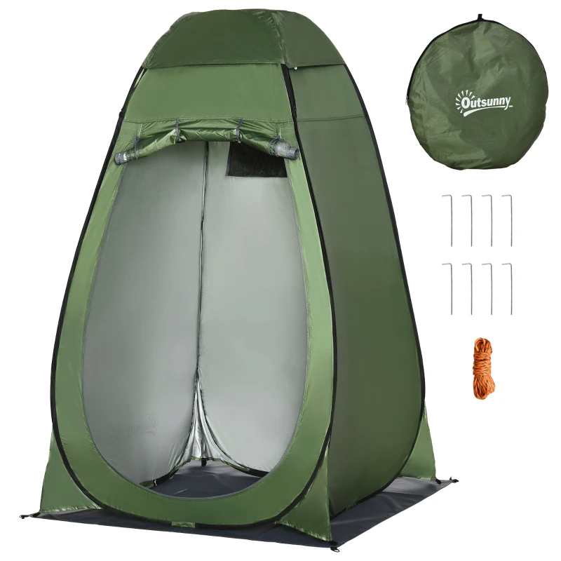 Outsunny Douchetent, Buitenkledingkamer, Opvouwbaar, Inclusief Draagtas, 126 x 124 x 189 cm, Donkergroen