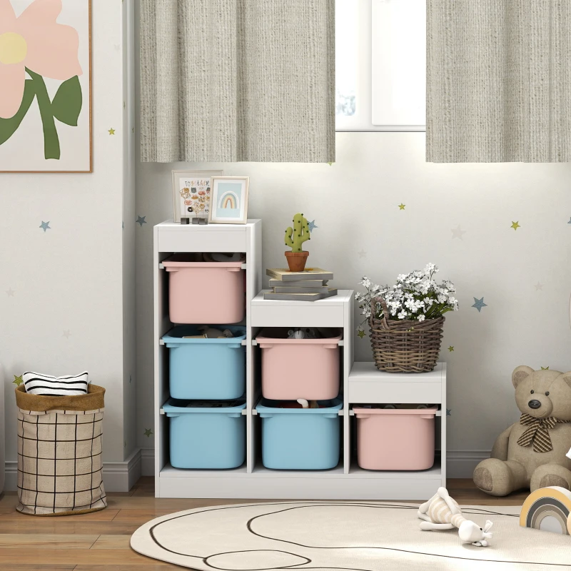 AIYAPLAY Toy Storage Organiser, Three-Layer Kids Toy Storage Units, with Removable Bins, for Ages 3-8 Years, Multi-colour