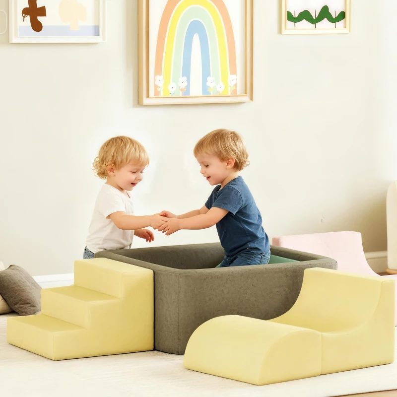 AIYAPLAY Juego de 7 Bloques de Espuma para Niños con Fundas de Pana Lavables para Escalar y Gatear Multicolor