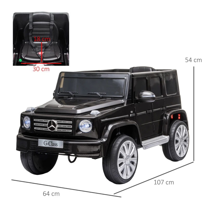 HOMCOM Mașină Electrică pentru Copii 3-8 Ani, 3-5km/h, cu Telecomandă, Bord, Centură, Muzică și Faruri LED, Negru