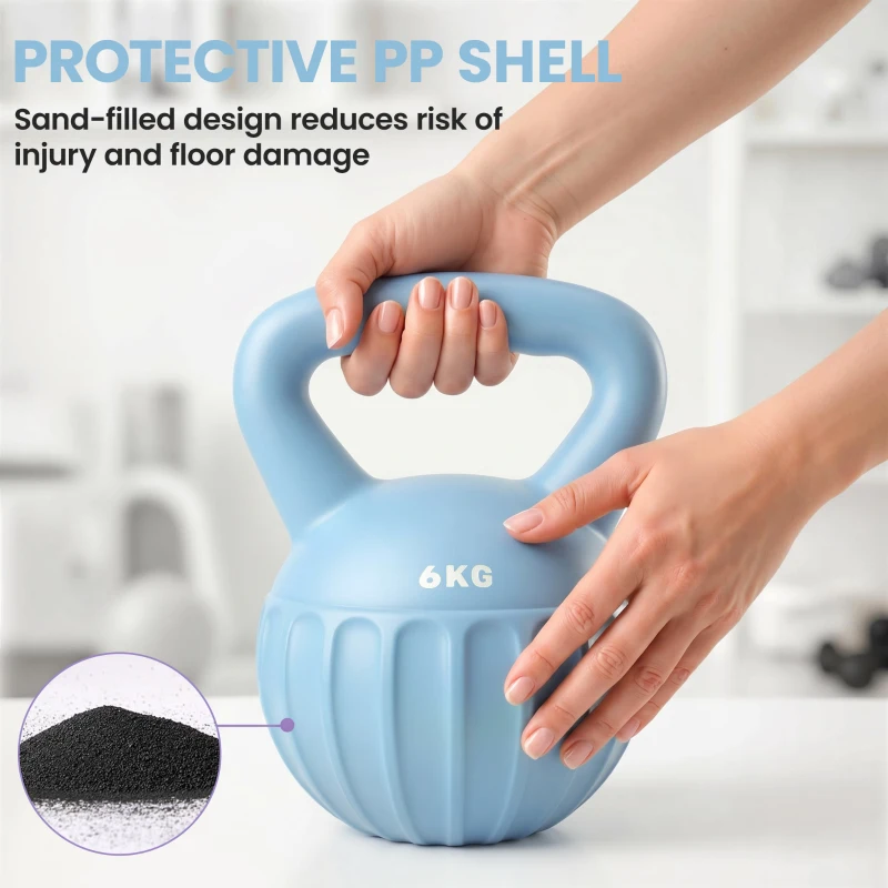 SPORTNOW Kettlebell for Strength Training Kettle Bell with Non-Slip Handle 6 kg Blue